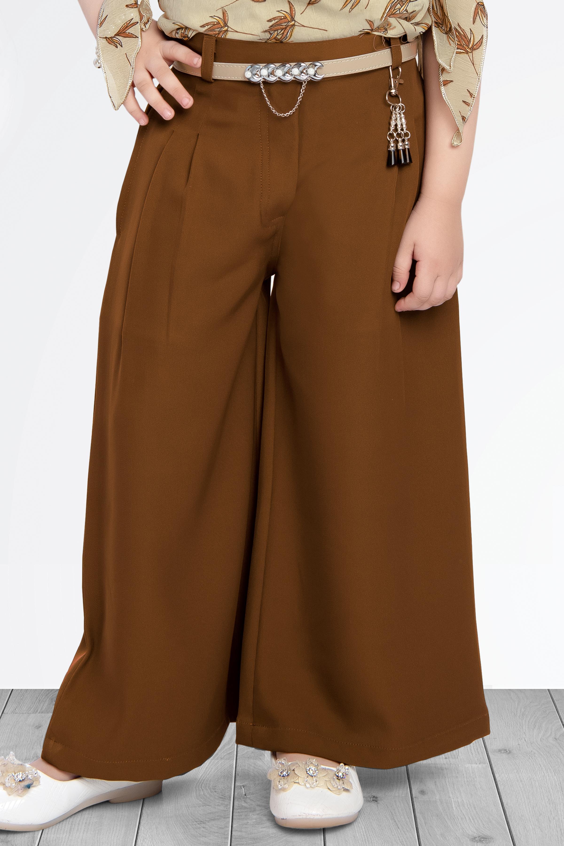Trousers for Women-Suave-Coffee Brown-High Rise Wide Leg Pants|Salt  Attire-Luxury Business Casuals